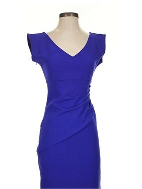 Diane von Furstenberg Cobalt V-Neck Midi Sheath Dress